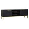 DKD Home Decor-TV Cabinet DKD Home Decor Black Metal Gold Mango Wood (147 X 40 X 51cm)