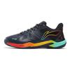 Li Ning Cloud Thunder Tejido Cuero Sintético Absorción de Impactos Transpirable Resistente al Desgaste Antideslizante Zapatillas de Bádminton de Caña Baja Unisex Zapatos Negros AYAS028-5