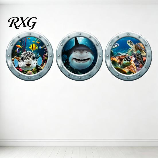 Self Adhesive Tropical Fish Decals 3Pcs Underwater World Wall Sticker, Ocean Animals Decals, Peel And Stick Vinyl Creative Bathtub Side Stickers