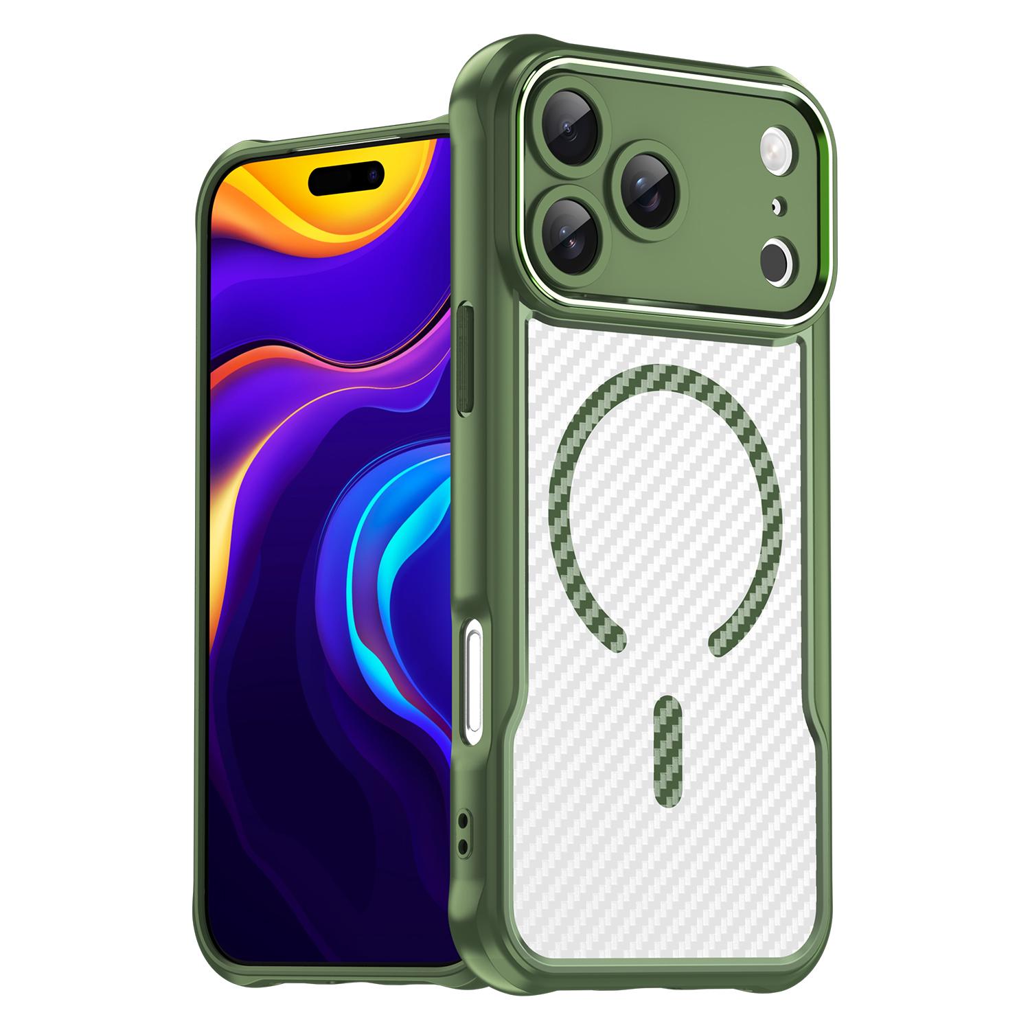 For iPhone 17 Pro Max Case Compatible with MagSafe Carbon Fiber Textured Hybrid Phone Cover C