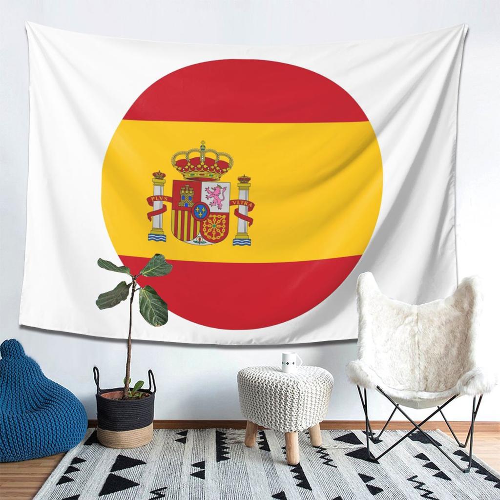 Spain Spanish Flag Round Tapestry Decor Art Aesthetic Tapestries for Living Room Bedroom Home Wall Cloth Wall Hanging