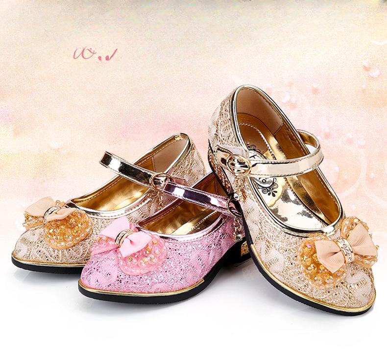 Children's Bow Single Shoes Student Leather Shoes