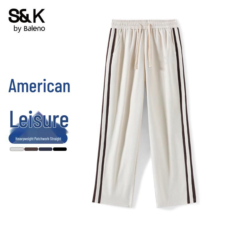 

Baleno Men s S&K Chenille Color-block Loose Wide-Leg Casual Pants 3XL