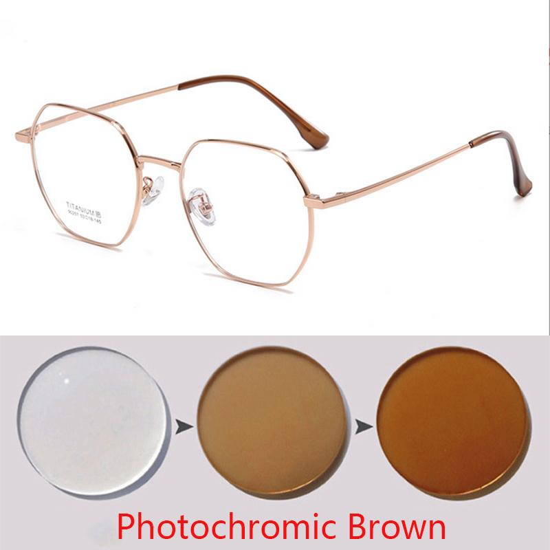 Polyhedron Titanium Alloy Pure Titanium Leg Eyeglass Frame For Myopia Prescription Glasses Customizable Prescription Available