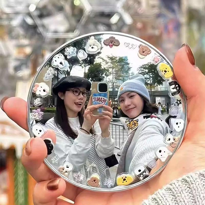 Round Convex Mirror Travel Selfie High-definition Wide-angle Mirror Girls' Makeup Mirror Couple Selfie Props Photography Props