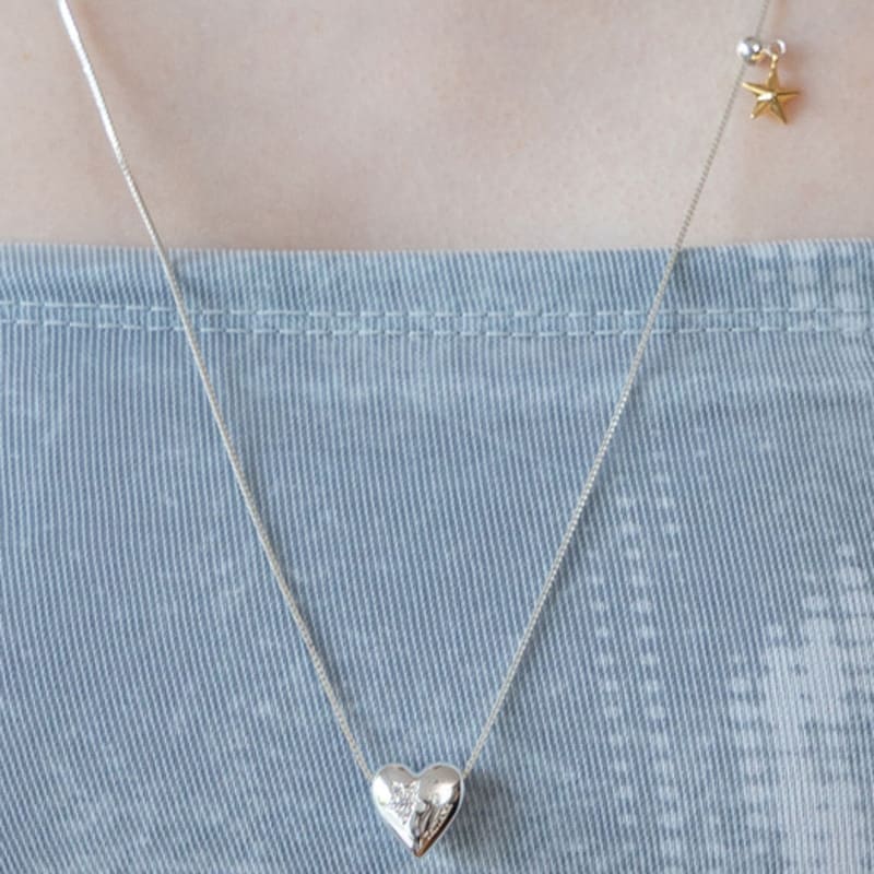 TATIANA (925 Silver) Chocolate Heart Star Dangle Necklace NZ2162
