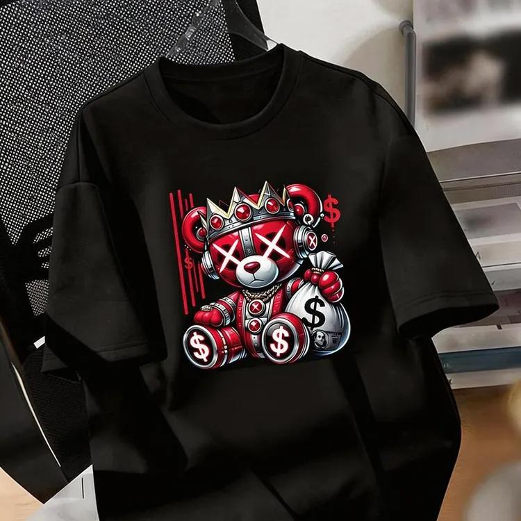 Russia Streetwear Unisex T Shirt Cute Lazy Cat Hip Hop Bear Rabbit Graffiti Multiple Cartoon Design Printed Cotton Graphic Tee