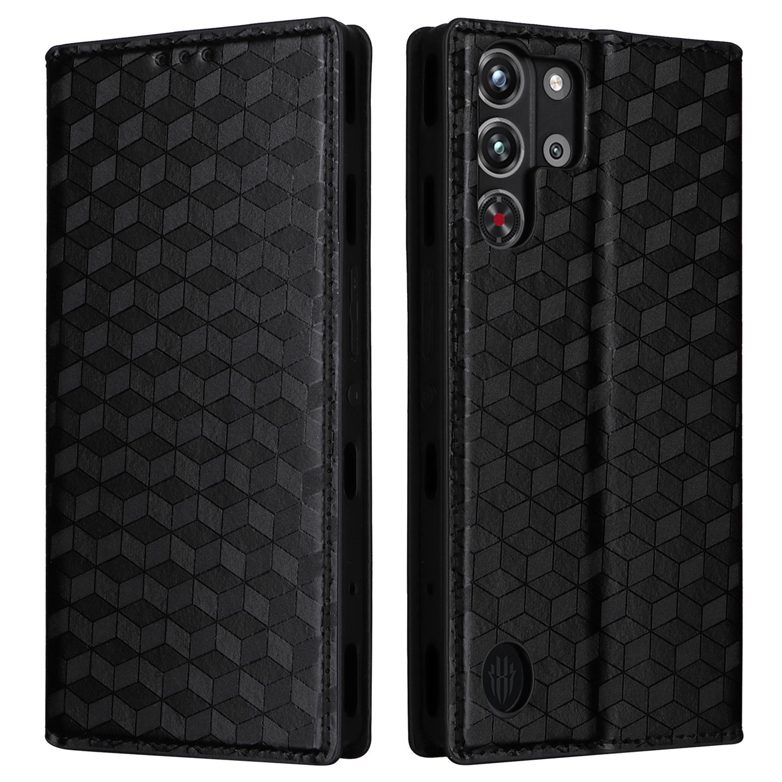 

Для ZTE nubia Red Magic 10 Pro 5G/10 Pro+ 5G Чехол-кошелек Кожаный чехол для телефона с ромбовидным тиснением Black