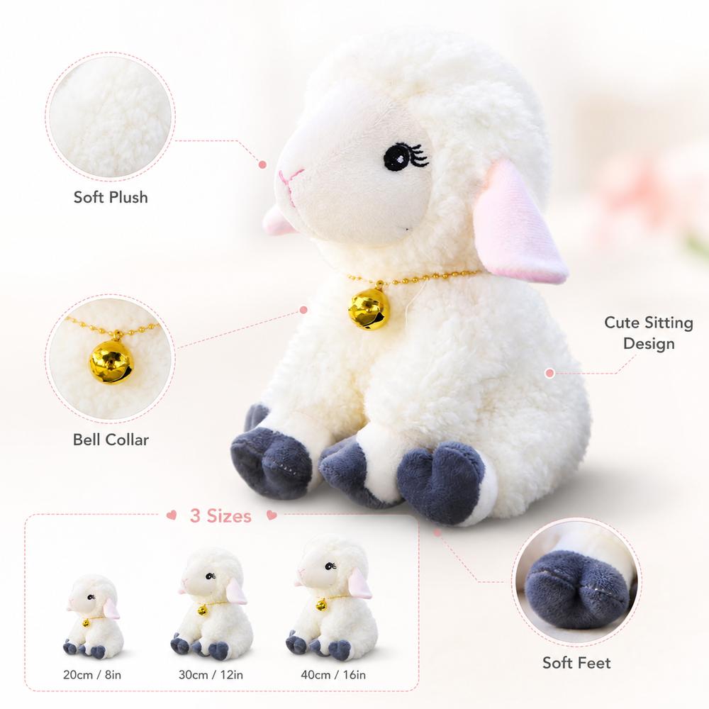 Collare a Campanellino Peluche Agnello Giocattolo Morbido Texture Pecora Bambola Regali Animale di Peluche Arredamento Casa