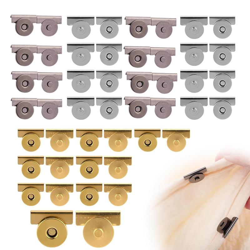 Set Magnetic Snaps 24 Pieces Sew On Clasps Snap Fastener Magnets No-Sew Closures For Purses Bags Tote Buttons