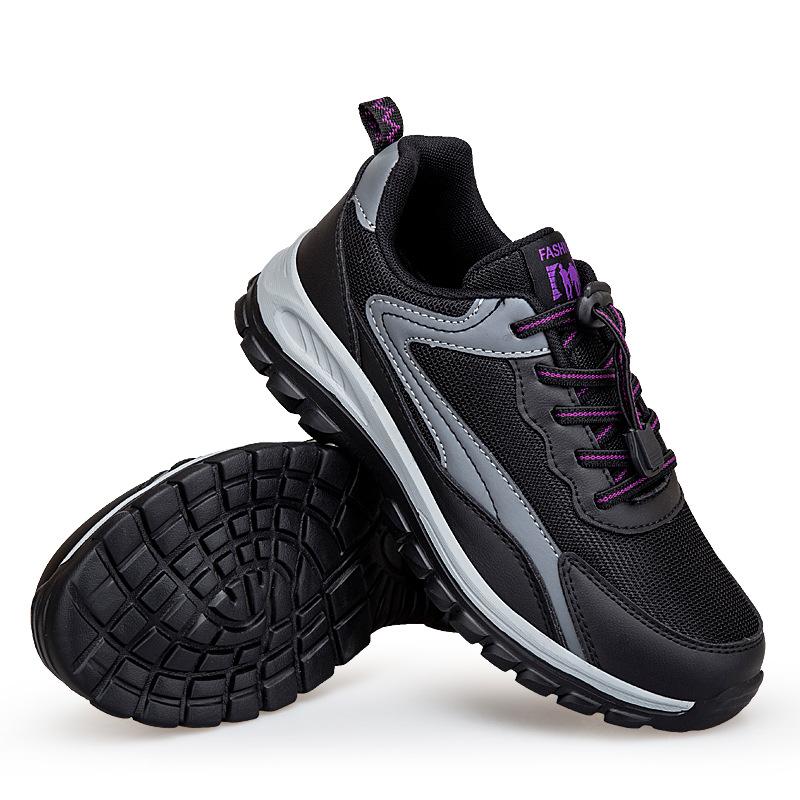 Elderly shoes fly-woven mesh breathable light walking shoes parents sports running shoes elastic band mother shoes men's shoes