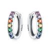 Large Double Circle Hoop Earrings with simple Style Rainbow earrings Zircon 925 Silver for Lady Gifts Fine Jewelry