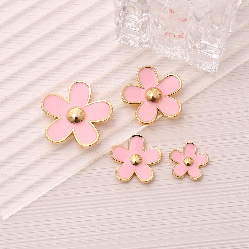 DIY Jewelry Accessories: Alloy Oil Drop Five-Petal Flower Stickers for Phone Cases & Shoes