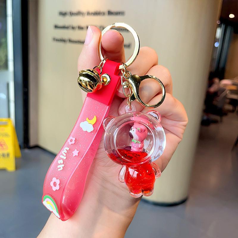 Unique Floating Sand Acryl Keychain Cute Astronaut Design For Gifts And Souvenirs