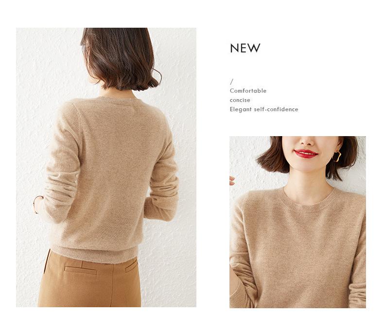 Women's Versatile Long Sleeve Knitted Sweater - Round Neck for Spring, Autumn & Winter