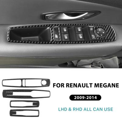 For Renault Megane 2009 2010-2014 Carbon Fiber Window Control Panel Frame Anti Scratch Door Interior Protector Car Accessories