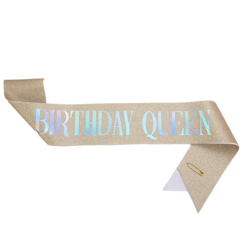 Happy Birthday Queen Girl Satin Sash 21 30 50 Birthday Sash Party Supplies Birthday Decoration Wedding Anniversary Decors