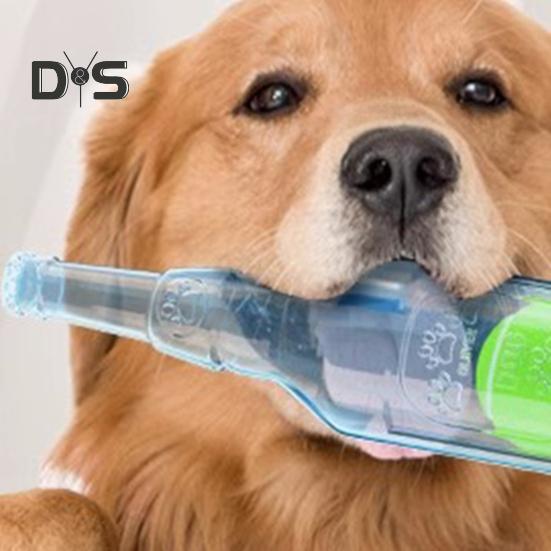 Water Bottle Dog Toy Squeaky Dog Chew Toys for Aggressive Chewers Interactive Plastic Water Bottle with Tennis Ball for Dogs