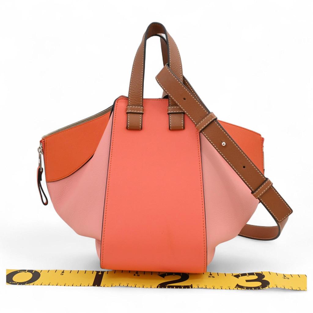 Auth LOEWE Hammock Small 2Way Shoulder Handbag Leather Pink Orange Lo9998bf