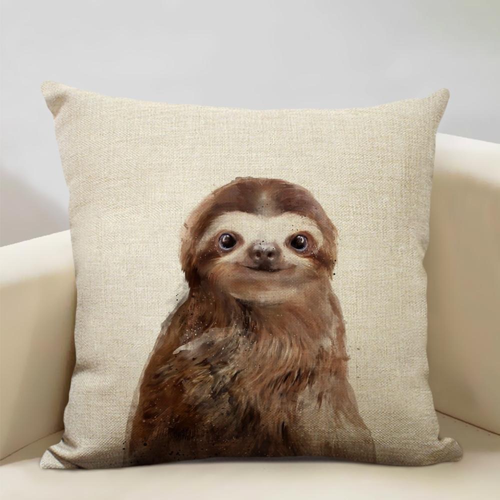 Animal Portrait Bear Lion Tiger Deer Cushion Cover Home Decoration Linen Pillow Cover 45x45cm Sofa Pillow Case Children's Gift