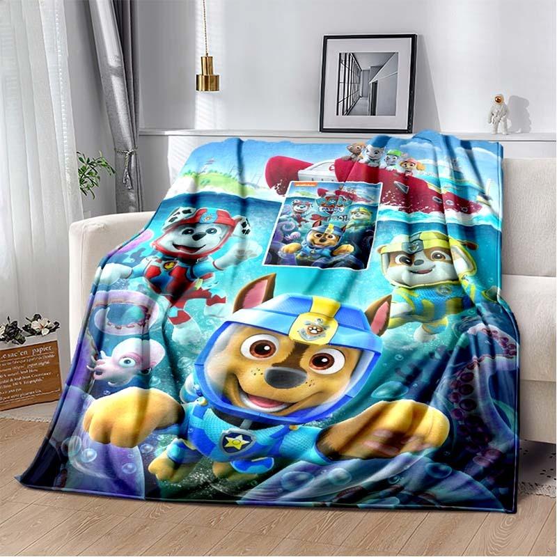 PAW Patrol Cartoon Printed Flannel Blanket Soft Warm All Season Throw For Kids Bedroom Sofa Indoor Home Decor Housewarming Gift