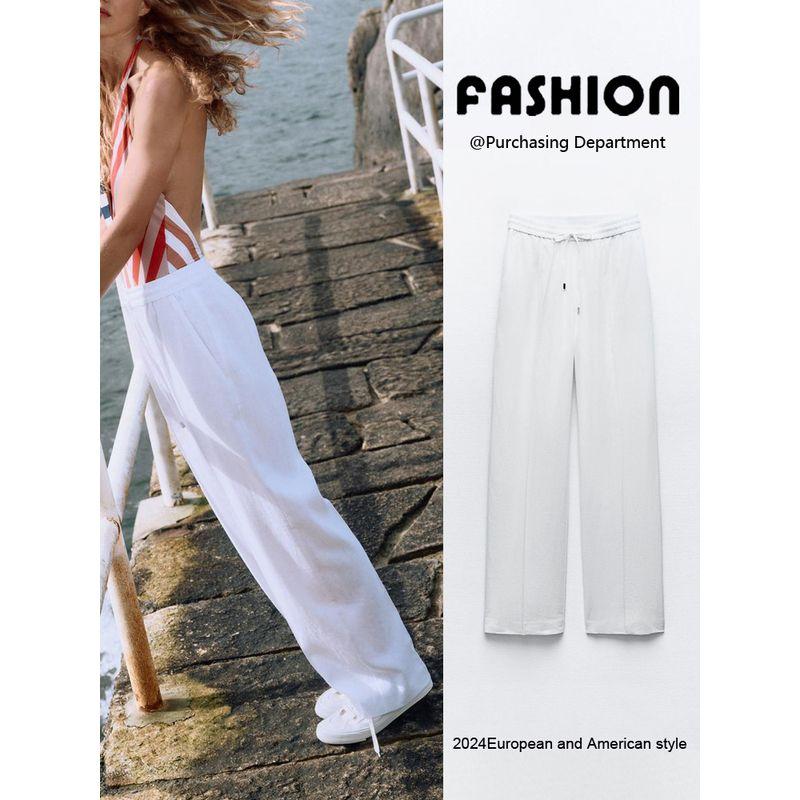 Za2024 Summer New Product Women's Clothes Minimalist Fashion High Waist Casual Wide-Leg Straight Pants Pants 9929040 250