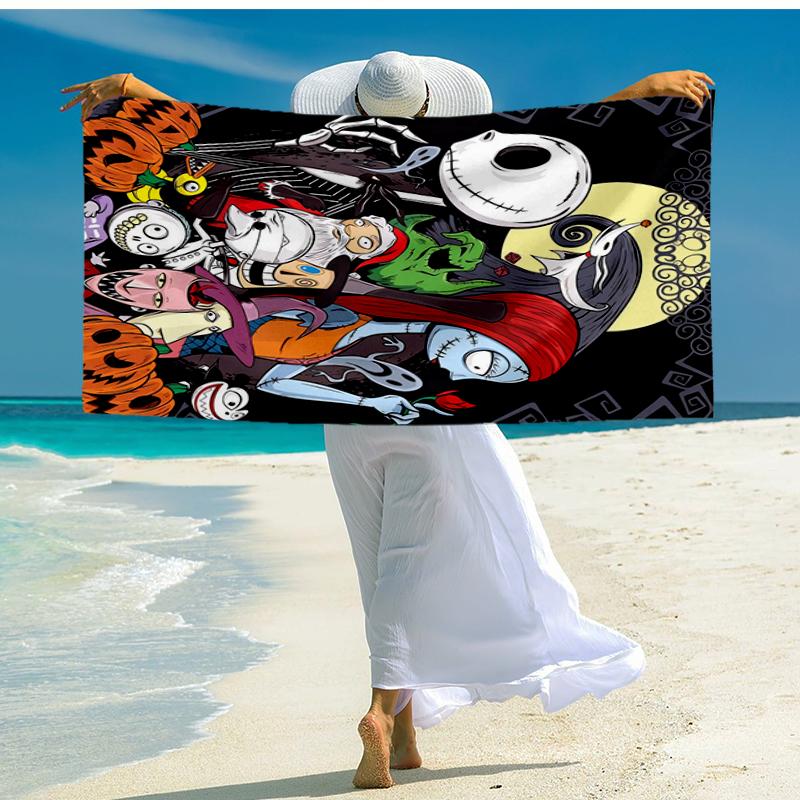 Ultra-Soft Beach Towel with The Nightmare Before Christmas Theme,Ideal for Pool - Camping, Diving - Perfect Travel Essential, Vibrant Beach Towel.