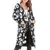 Women's Casual Loose Leopard Print Mid-length Knitted Sweater Jacket