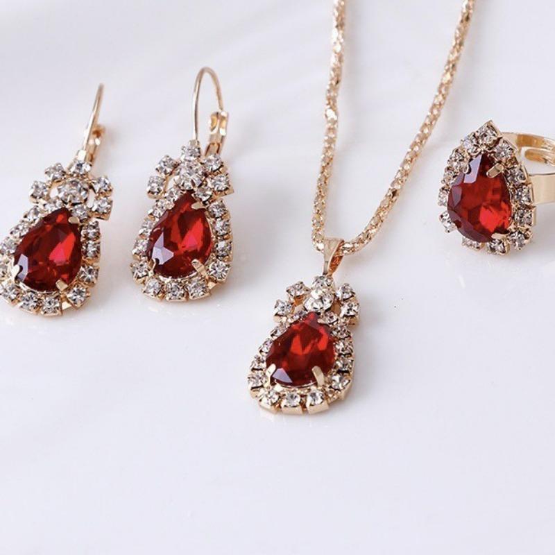 Personalized Drip Diamond Necklace Earrings Ring Watch Accessories Set Shiny Bride