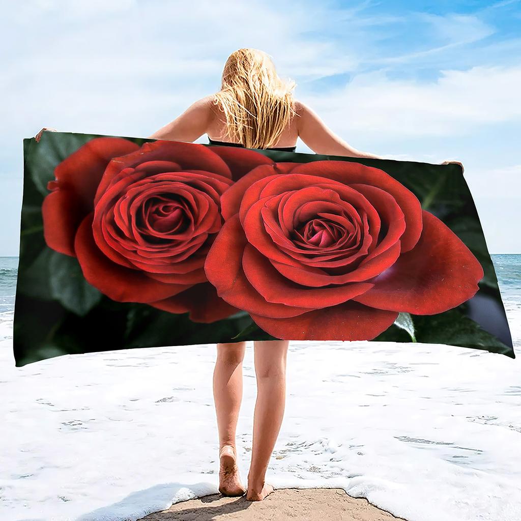 Beach Towel Rose Lightweight Terry Fabric Quick Dry Sandless Travel Absorbent Oversized Towel for Pool Swimming Bath Camping