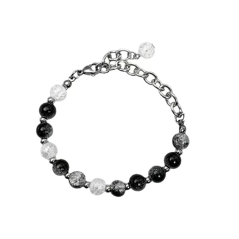 

Bracelet Street Tide Niche Crack Bead Bracelet Titanium Steel Stainless Steel Chain Splicing Adjustable Hip Hop Jewelry Women s Accessories