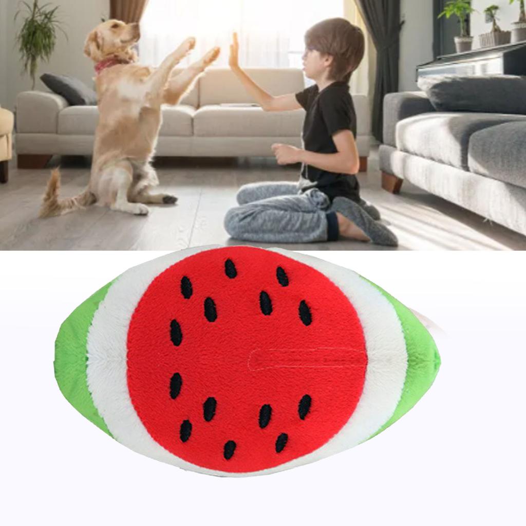 Plush Dog Toy Soft Bite Resistant Teeth Grinding Watermelon Shape Stuffed Pet Chew Toy for Puppy