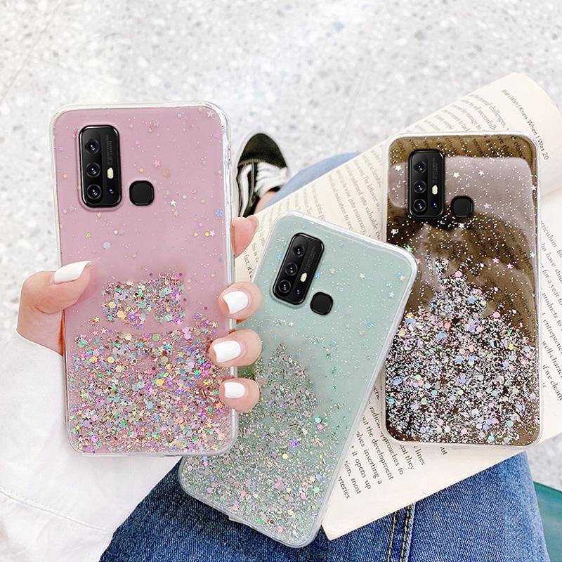 

Bling Glitter Блестки Звезды Прозрачный Мягкий TPU Задняя крышка для Huawei Honor 30i 20E 10i 9A 9S 9X 8A 8X Y8P Y7A P30 P40 Lite Y6P Y5P P Чехол для смартфона Pro
