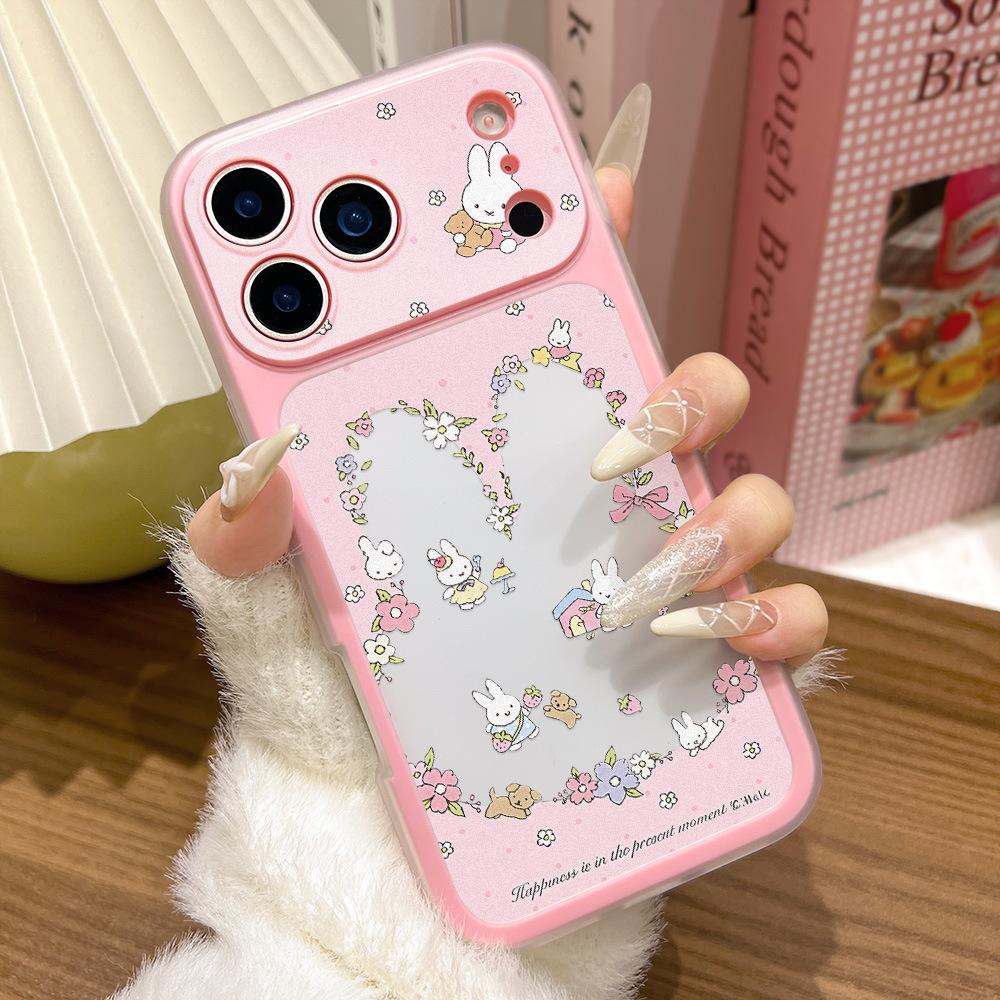 Applicable To iPhone17promax Pink Floral Miffy Rabbit 2-in-1 Mobile Phone Case Apple 16 Niche 15 Generation