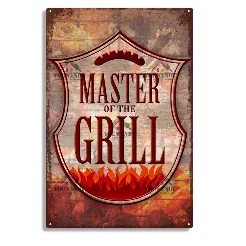 Retro DAD'S BBQ Metal Tin Signs, Decorative Plaque, Wall Decor for Barbecue, Bar, Pub, Kitchen, Party Zone, Vintage Metal Plate