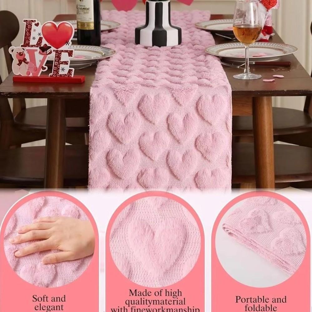 Romantic Plush Love Tablecloth Thickened Dining Table Runner Valentine's Table Flag  Dining Table