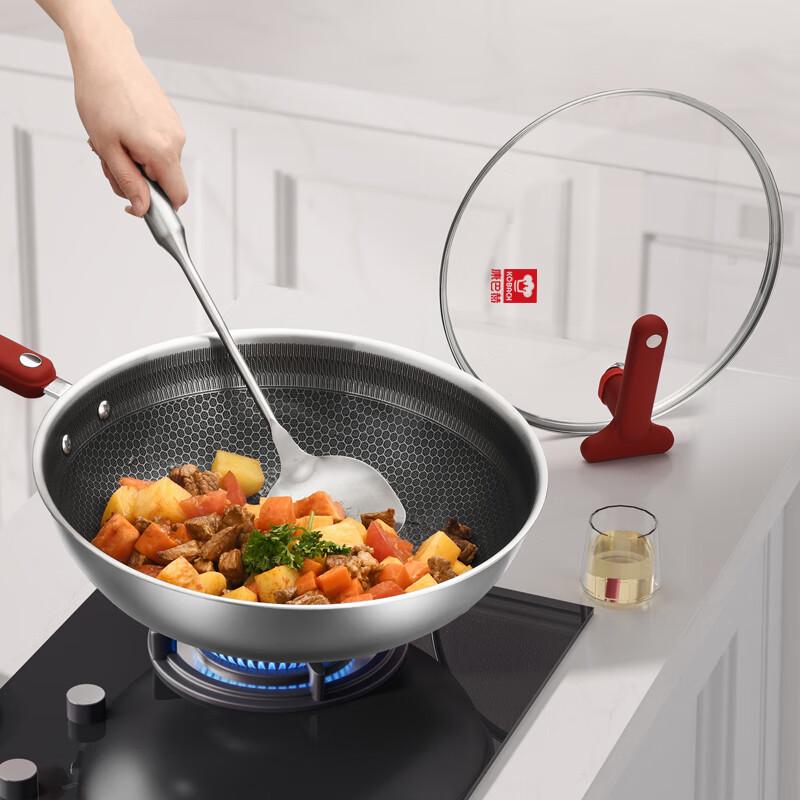 

KOBACH 32cm 304 Stainless Steel Honeycomb Non-stick Wok