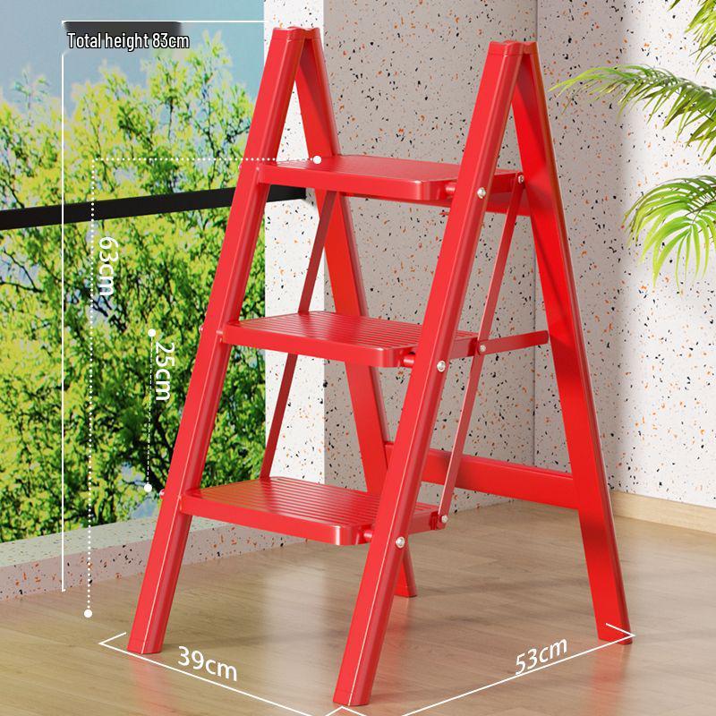 Housewarming Thickened A-Frame Folding Ladder with Enlarged Red Pedal for Safety