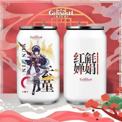 Anime Genshin Impact Botella Térmica Acero Inoxidable Taza de Café Zhongli Klee Vaso de Agua Portátil Botella para Beber Termo
