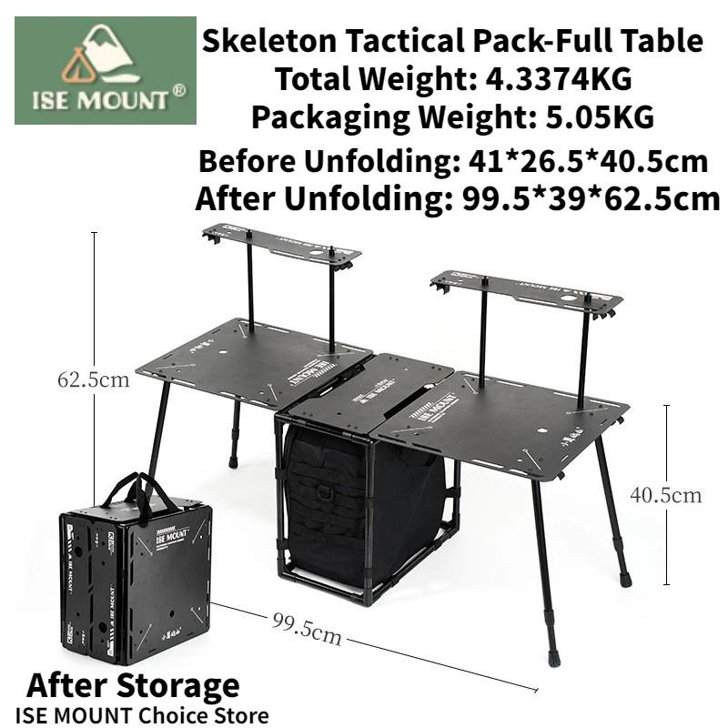 

ISE MOUNT Outdoor Skeleton Tactical Pack Camping Portable Lightweight Folding Table Folding Camp Table Camping Bag Black Suit