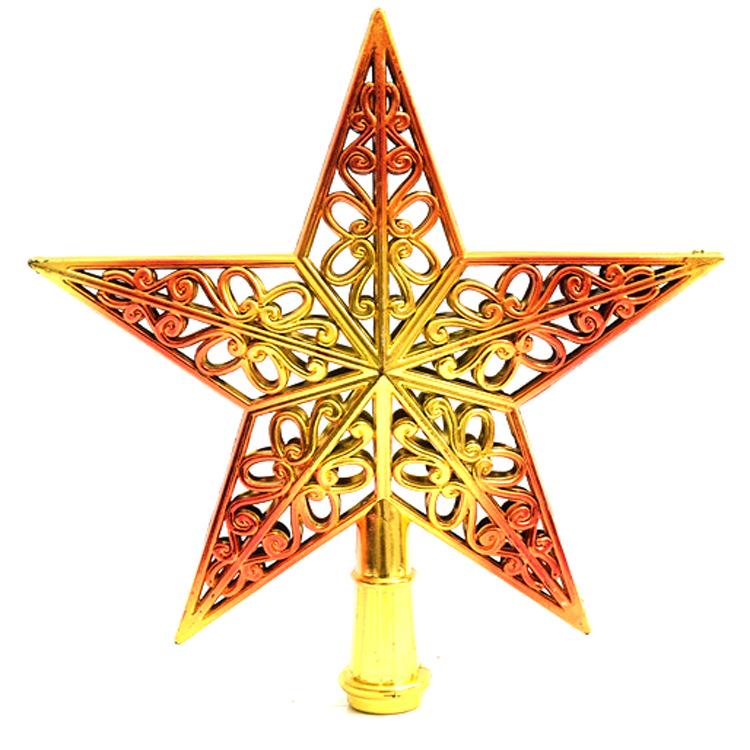 Multicolor 3D Hollowed-Out Star Christmas Tree Topper - Plastic Ornament