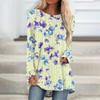 Womens Tops Round Neck Long Sleeve Blouses Casual Mid-length Shirts Fashion Print Tunic Tops