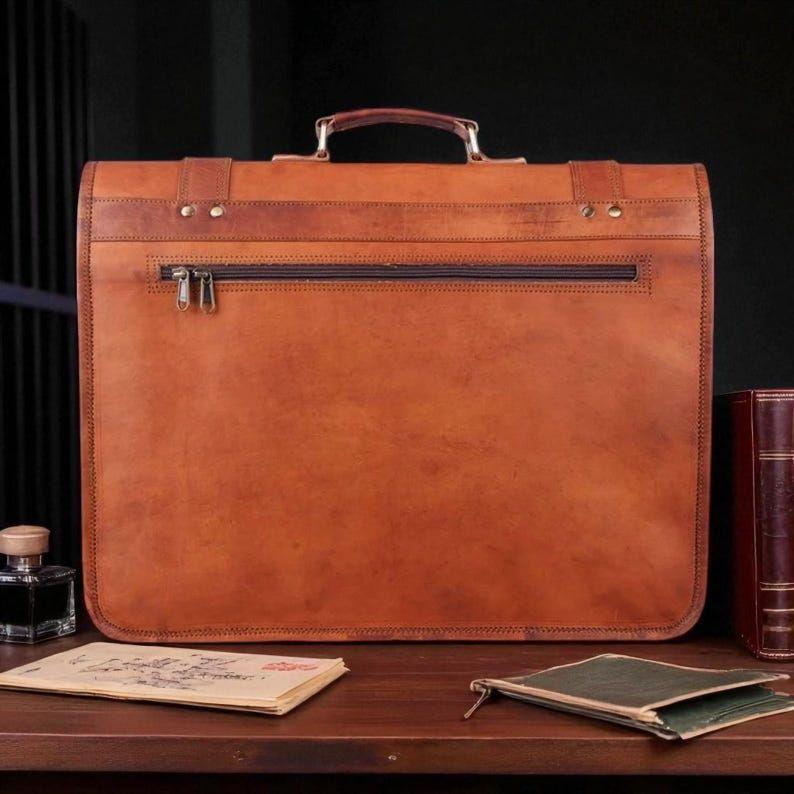 Handmade Leather Messenger Bag for Men – Vintage Briefcase Laptop Satchel with Multi-Pockets | Convertible Shoulder Bag