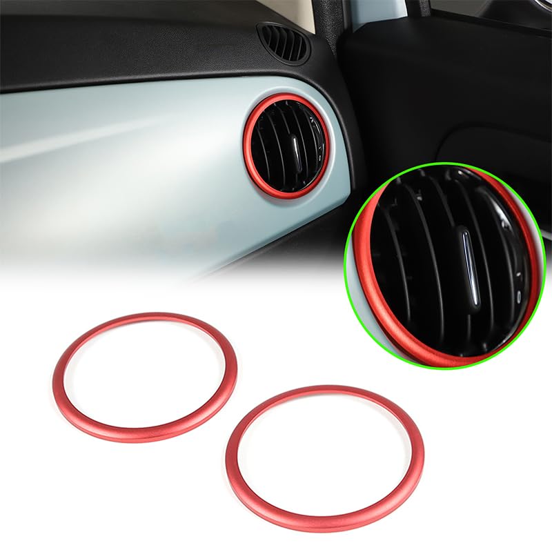 Hcilloend Air Conditioning Vent Covers for New Fiat 500 Aluminum Easy Decorative Interior Custom Set of 2 (2016-2024), Alloy, Installation, Stick-On,