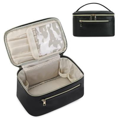 Makeup Bag, Travel Make Up Organizer Cosmetic Brush Bags Case for Women In Eco Vegan Leather, For Women Makeup Bag for Girls