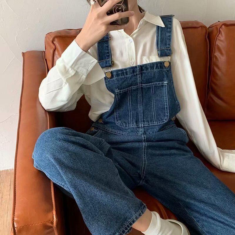 Japanese Vintage Air Girl Loose Straight-Leg Workwear Overalls - 2025 Trend Jeans