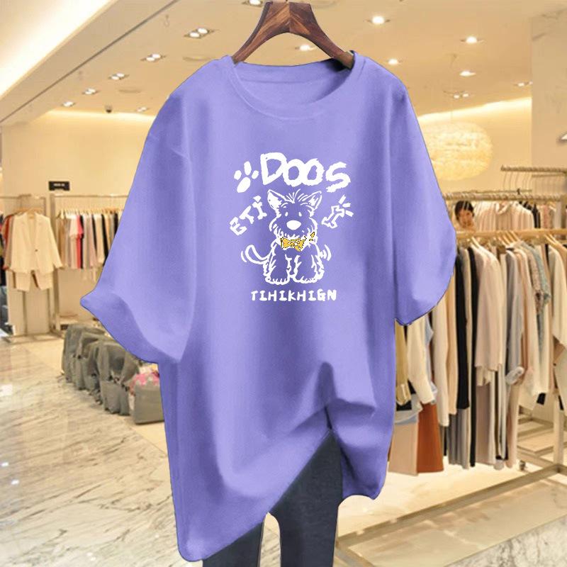 European Style Gray Oversized Cotton T-Shirt - Summer 2025 Loose Casual Cute Top