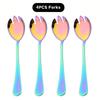 4Pcs Colorful Salad Fork Cutlery Set Dessert Fork Instant Noodle Fork Dinnerware Set Stainless Steel Tableware Kitchen Flatware