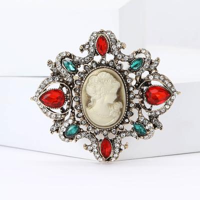 Vintage Court Alloy Beauty Head Brosche High-End Temperament Damen Anzug Strickjacke Corsage Schmuck Pin