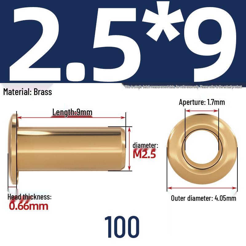Pure Brass Hollow Rivets & Copper Eyelets Fasteners M1.3–M5